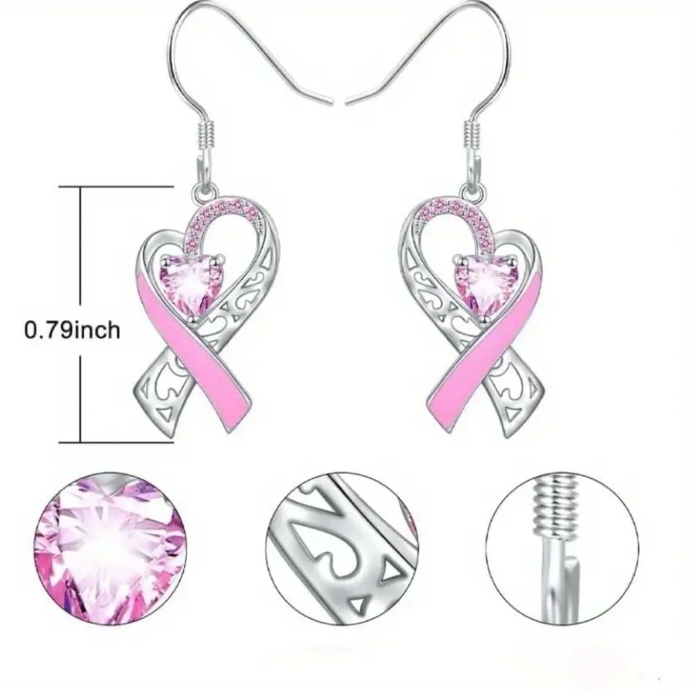 Breast Cancer Ribbon earrings - Picture 3 of 6
